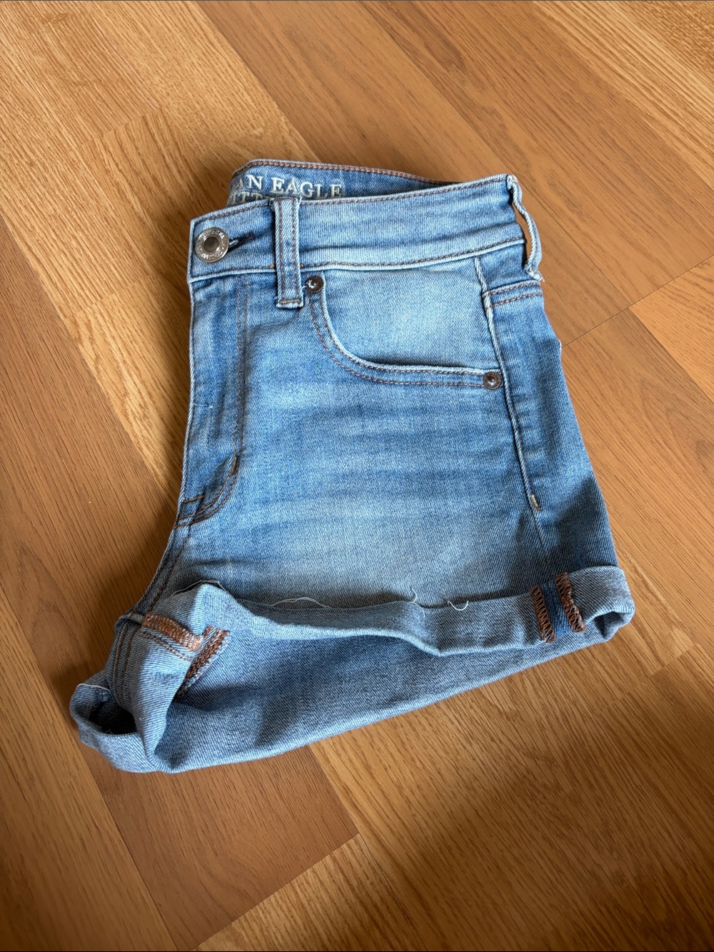 American Eagle Outfitters Light Wash Distressed Denim Shorts
